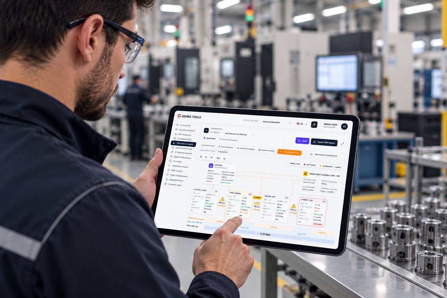 Akıllı fabrikada Gemba Tools ile üretim analizi